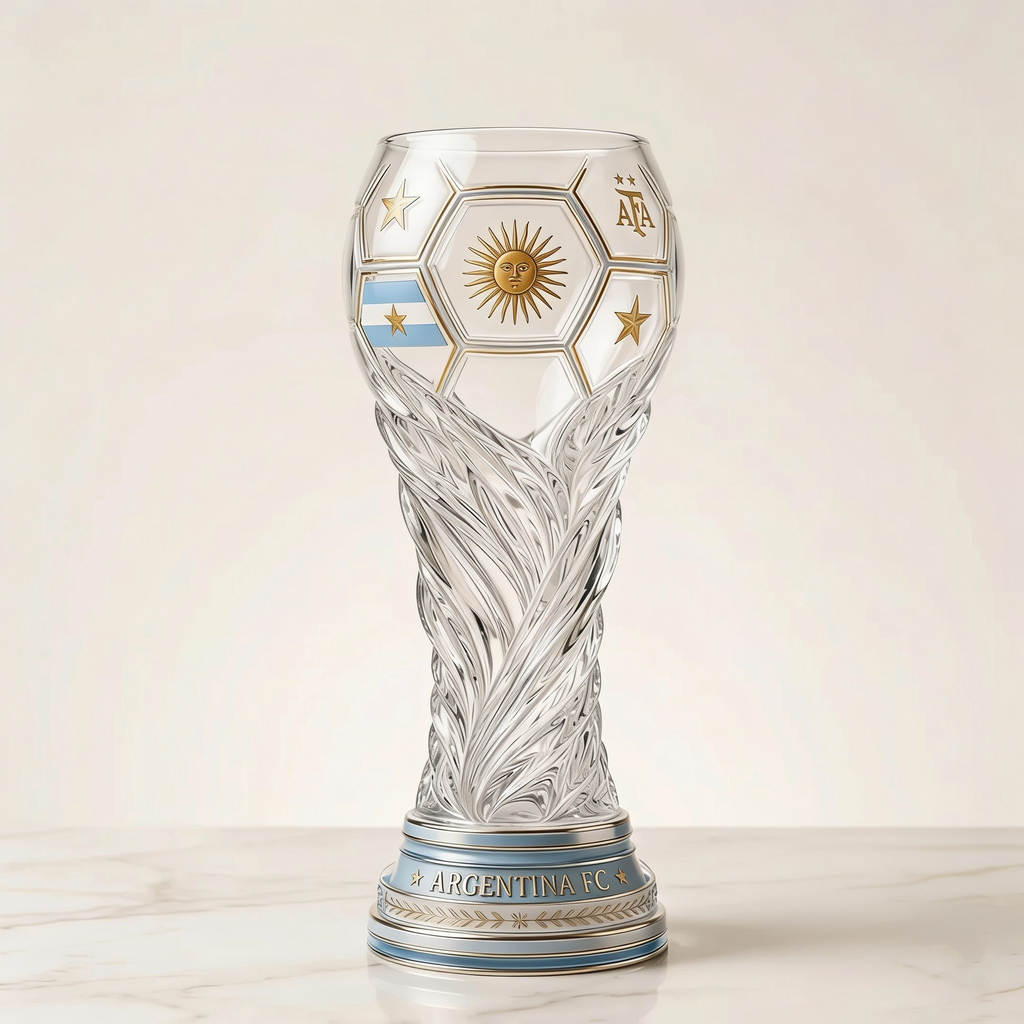 Personalized Trophy Beer Glass for Argentina Football Fans Gift