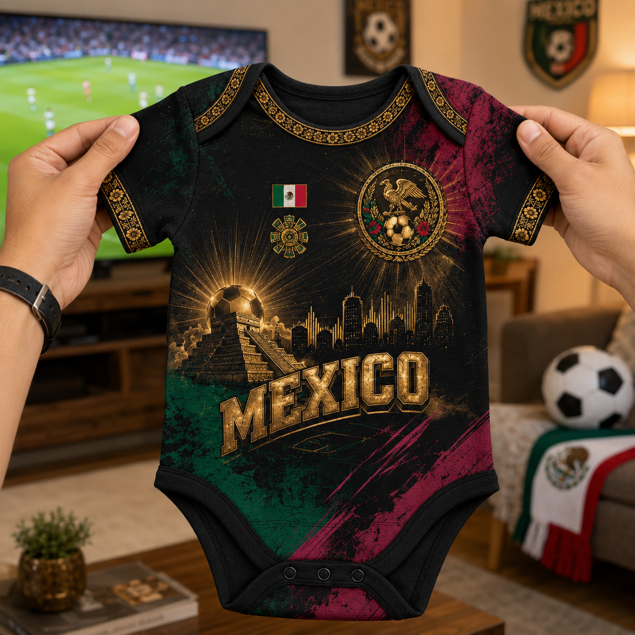 Personalized Mexico Pride Baby Jersey Bodysuit Custom Name for New Parents