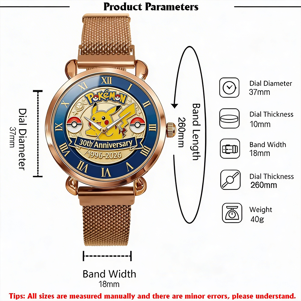 Personalized Pokemon 30th Anniversary Women's Hand Watch Gift for Movie Fans