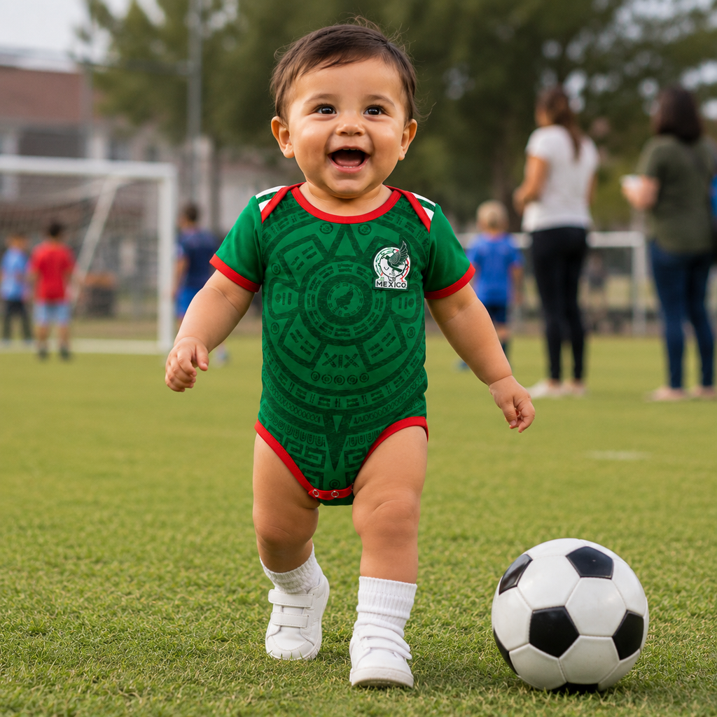 Personalized Mexico Soccer Baby Bodysuit Custom Name Gift for Baby Shower