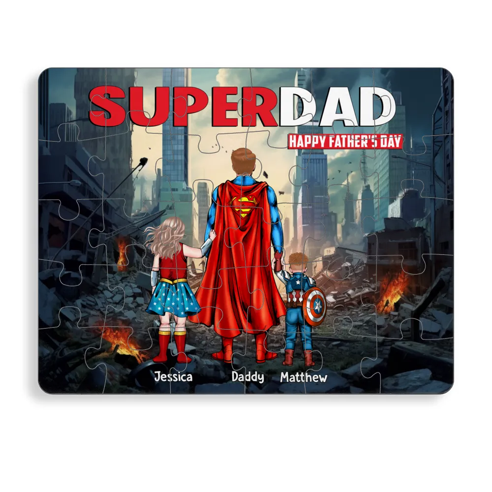 Personalized SuperDad Puzzle Custom Name Gift for Dad Puzzle GradoCreations