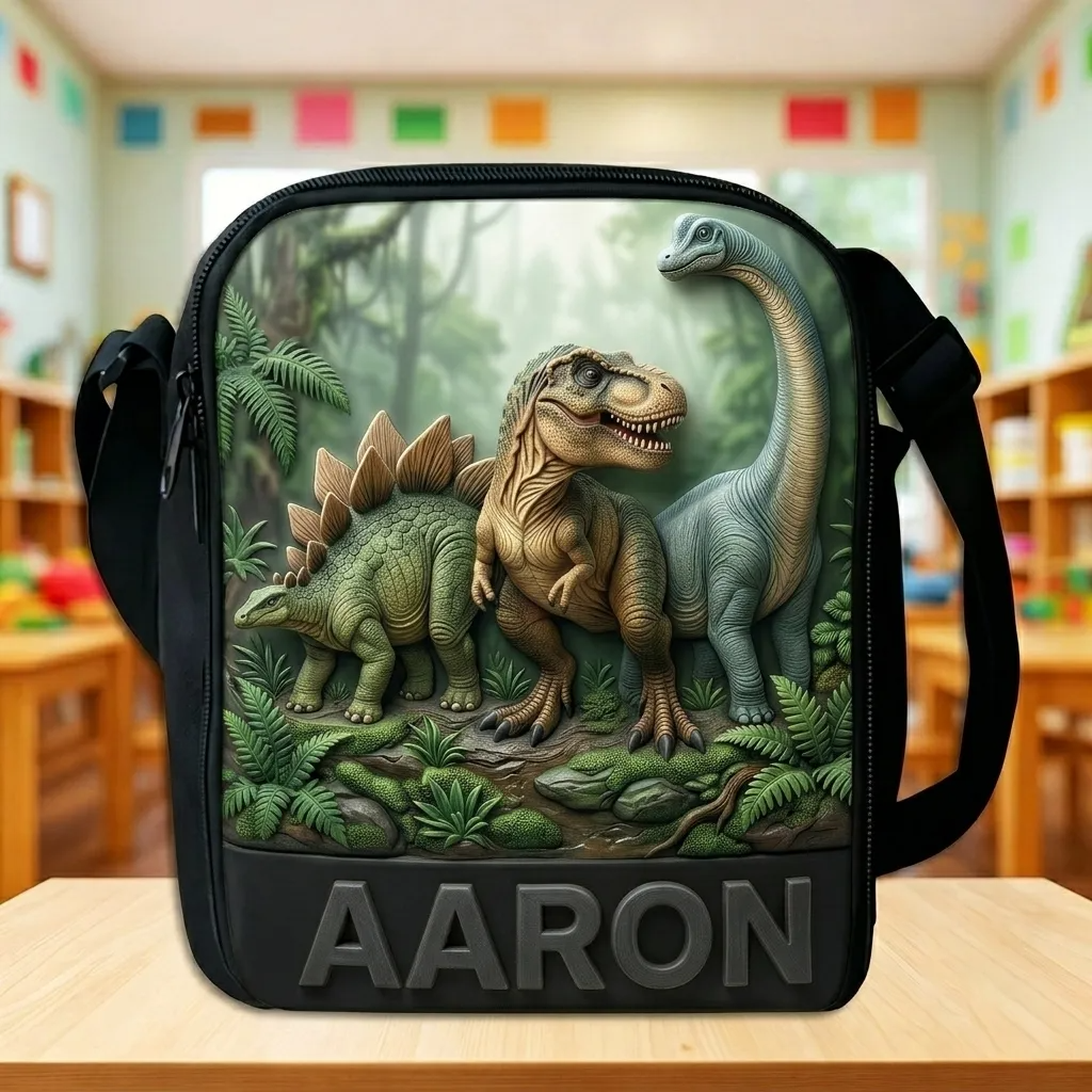 Personalized Dinosaur Backpack Set with Name - School Gift for Kids