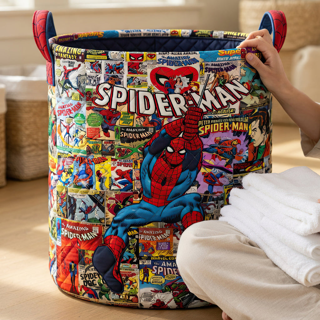 Personalized Spider-Man Quilted Laundry Basket for Kids Quilted Laundry Basket GradoCreations