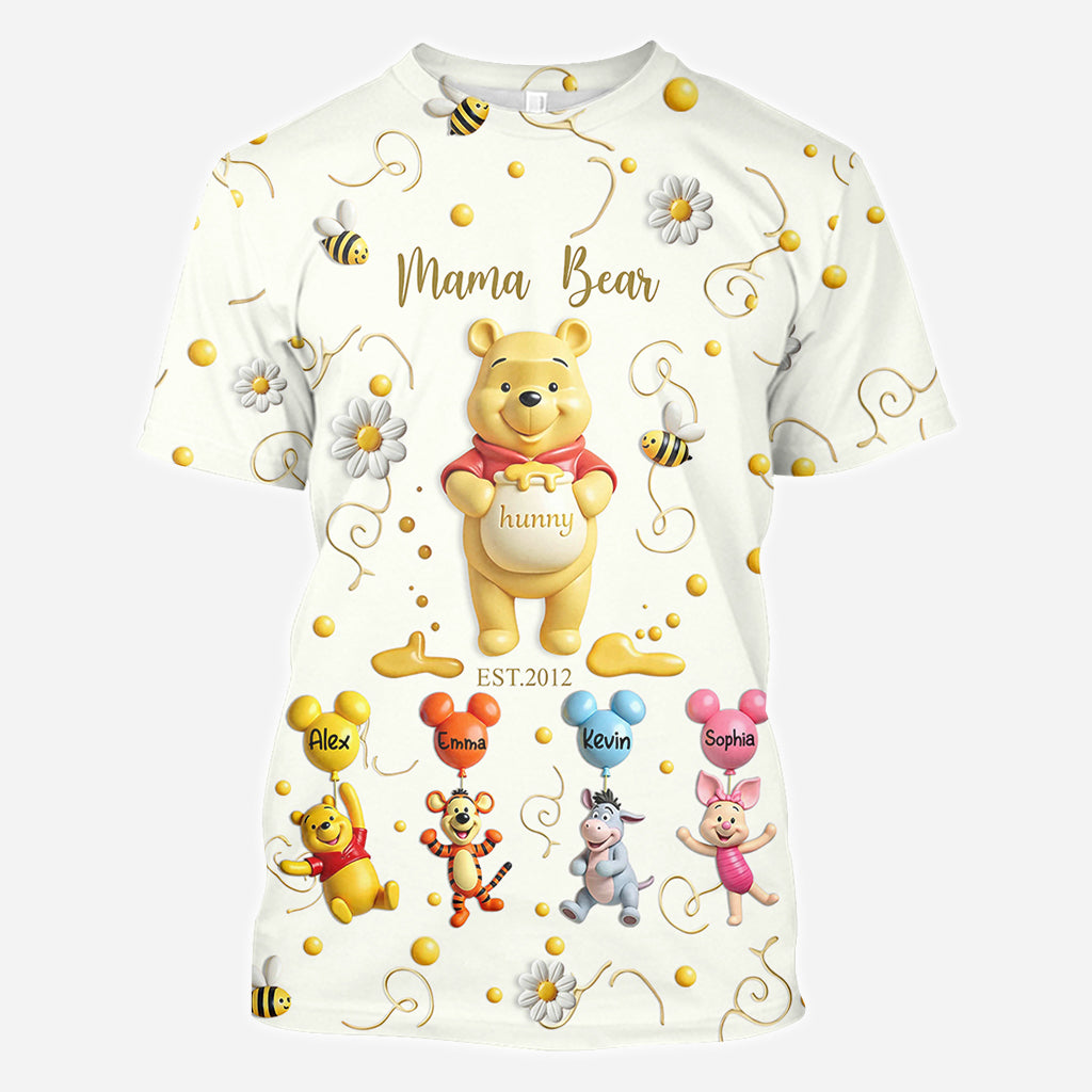 Personalized Mama Bear All Over Shirt Custom Family Gift for Mom