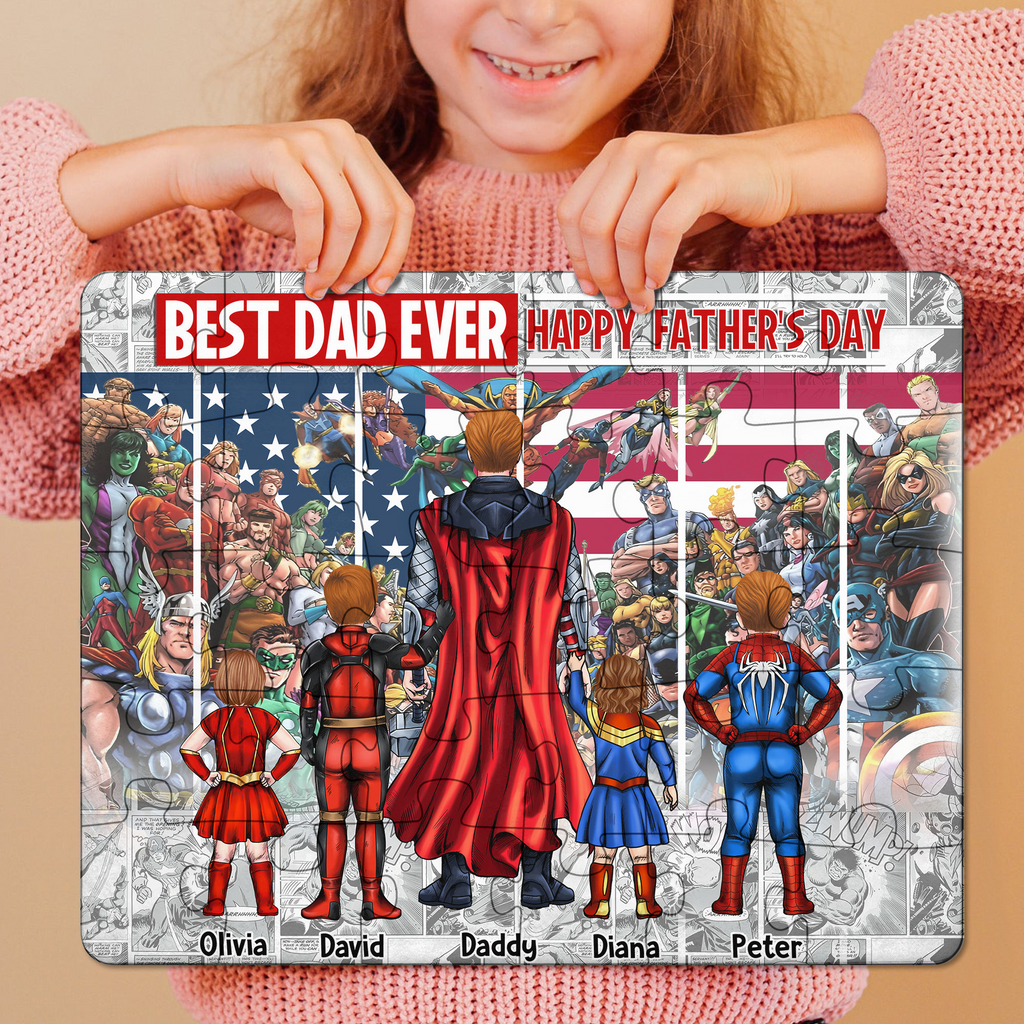 Personalized Superhero Puzzle Gift for Dad - Best Dad Ever