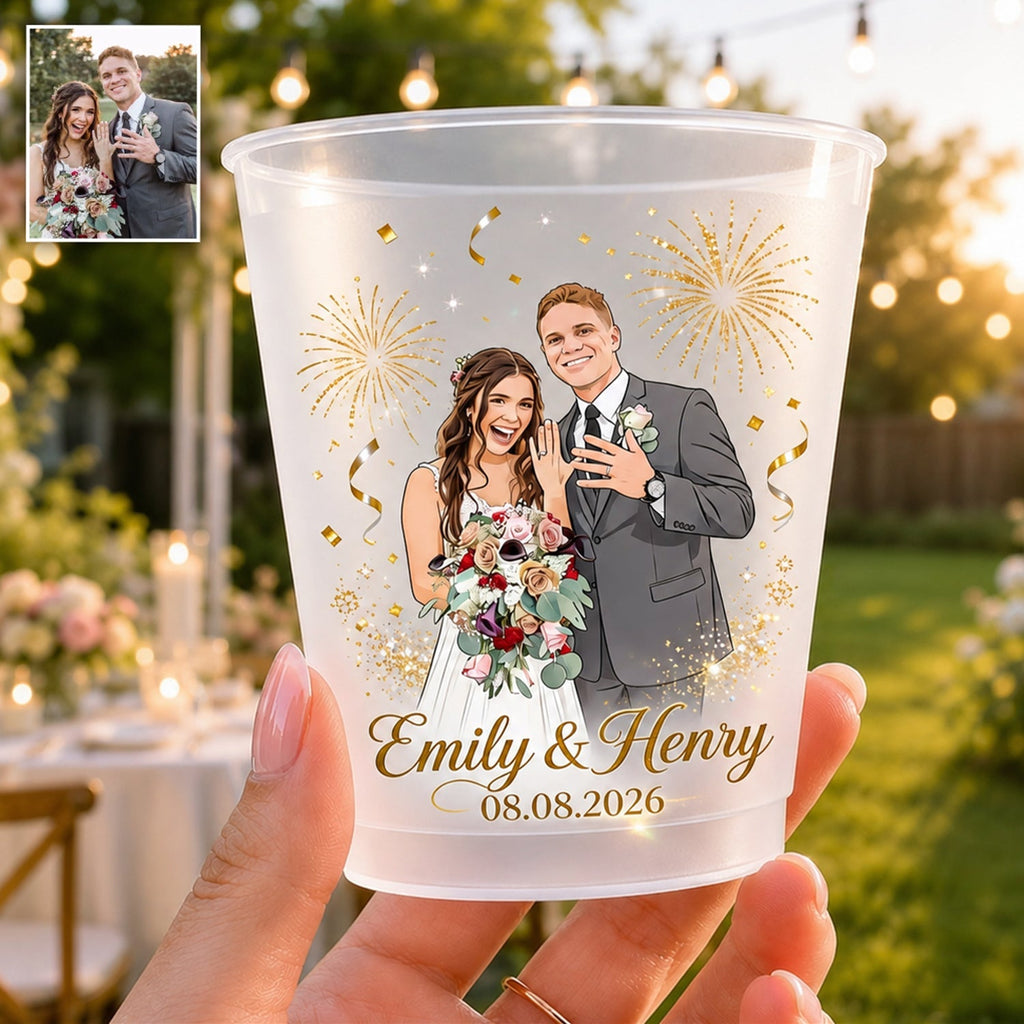 Personalized Frosted Cup Custom Names Wedding Anniversary Gift