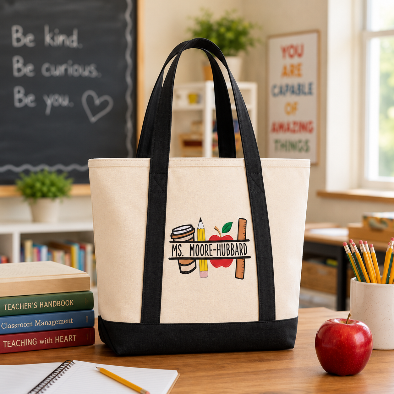Personalized Embroidery Tote Bag for Teacher | Back to School Gift