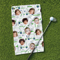 Personalized Golf Towel with Family Faces - Funny Gift for Dad, Grandpa
