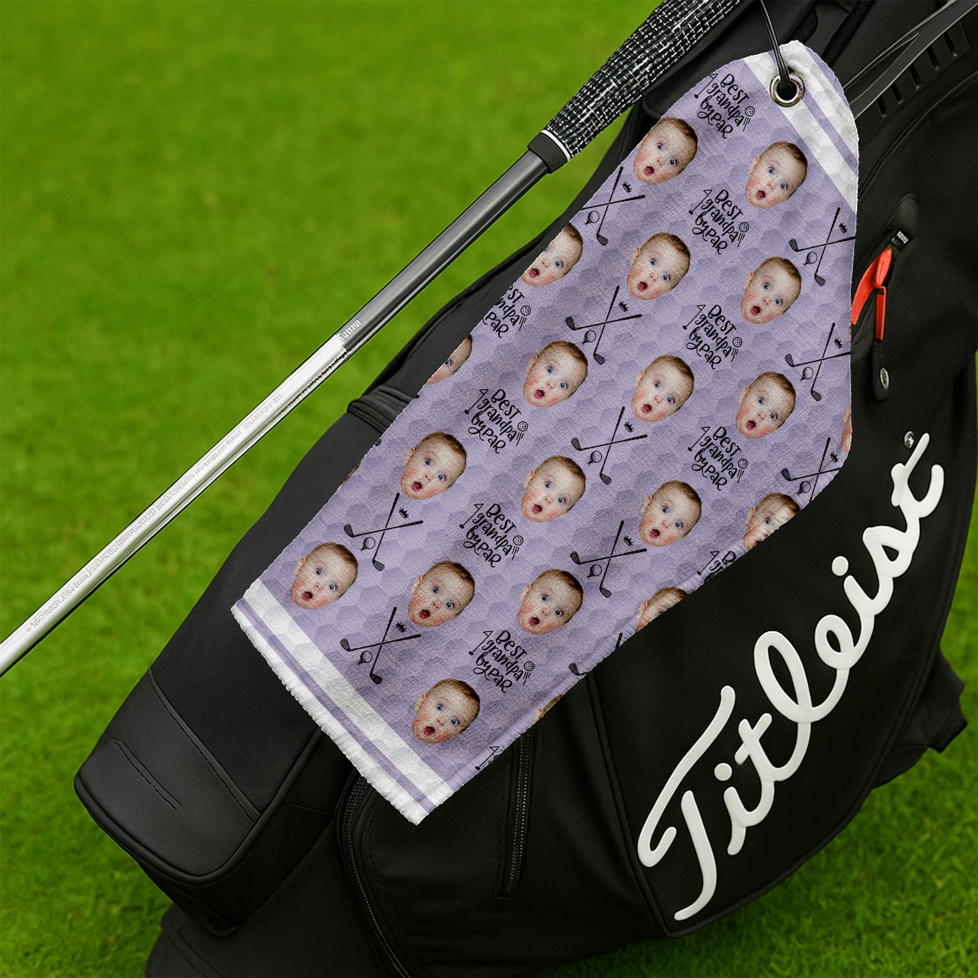 Personalized Funny Golf Towel Custom Photo Gift for Grandpa