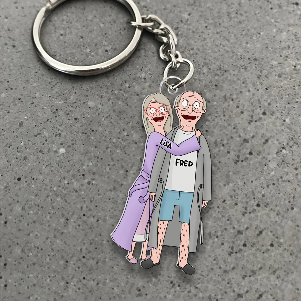 Personalized Funny Burger Couple Keychain Gift for Anniversary
