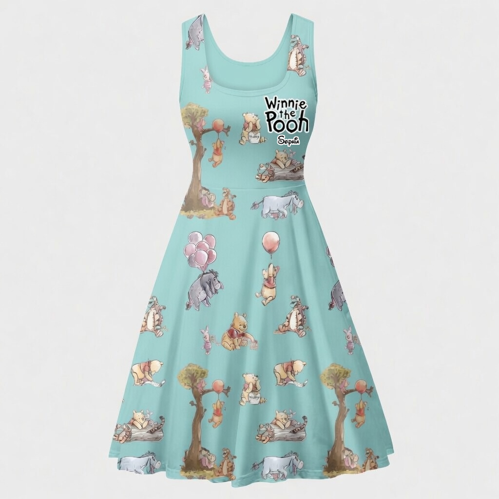 Personalized Winnie the Pooh Skater Dress for Movie Fans, Gift for Her