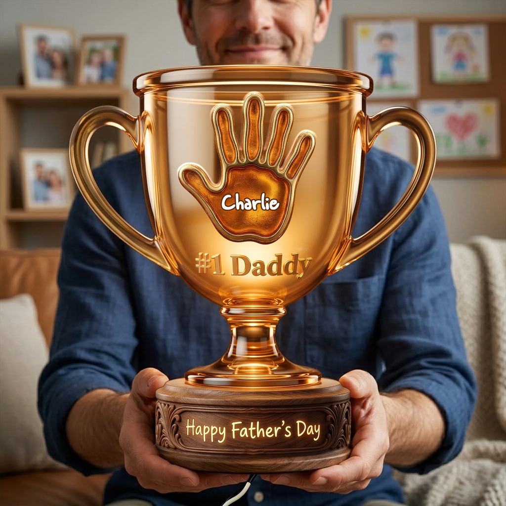 Personalized Light Box Trophy Gift for Dad or Grandpa | Home Decor