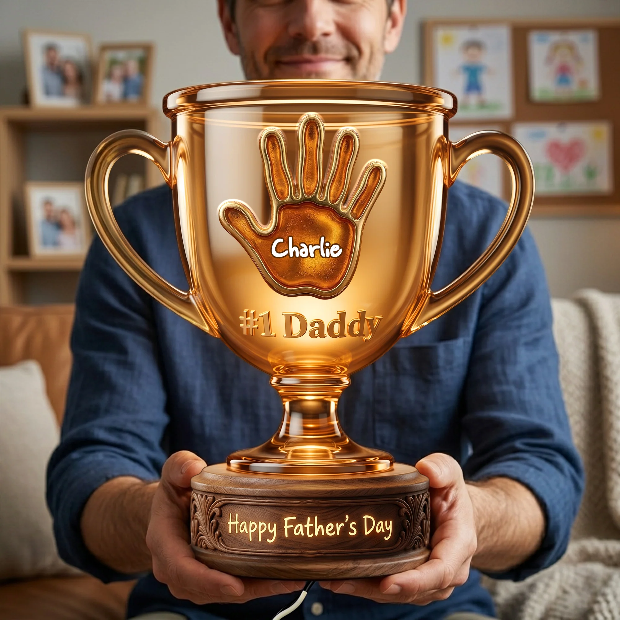 Personalized Light Box Trophy Gift for Dad or Grandpa | Home Decor