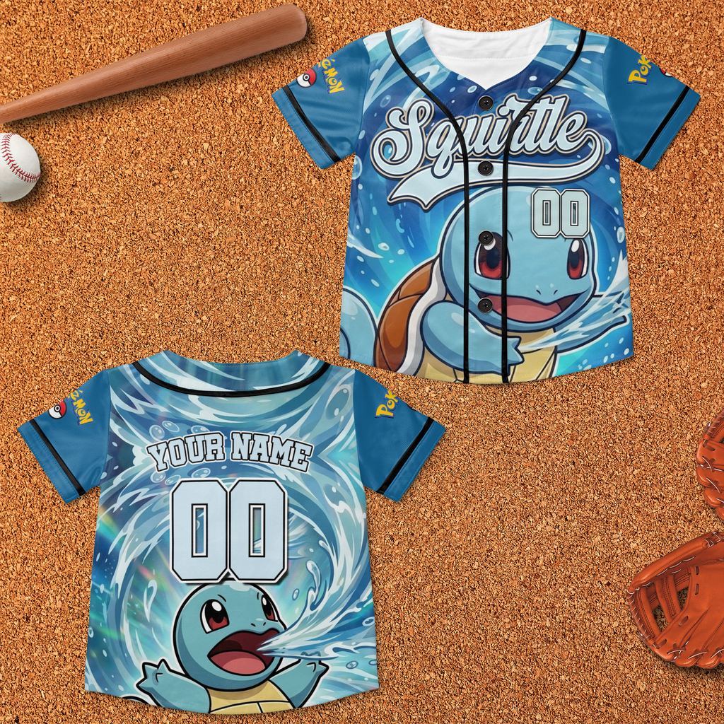 Custom Pokémon Baseball Jersey Personalized Gift for Kids - Anniversary Gift