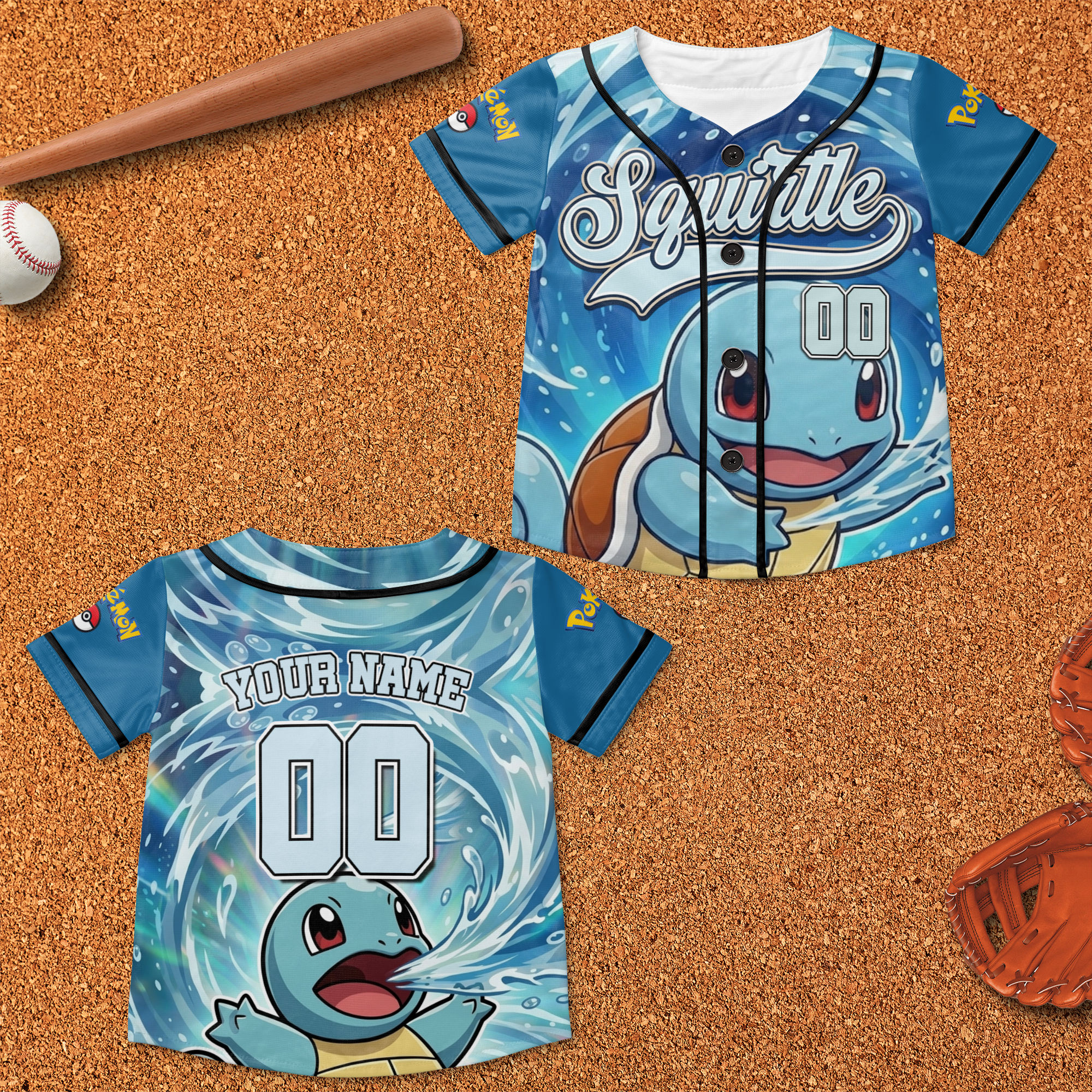 Custom Pokémon Baseball Jersey Personalized Gift for Kids - Anniversary Gift