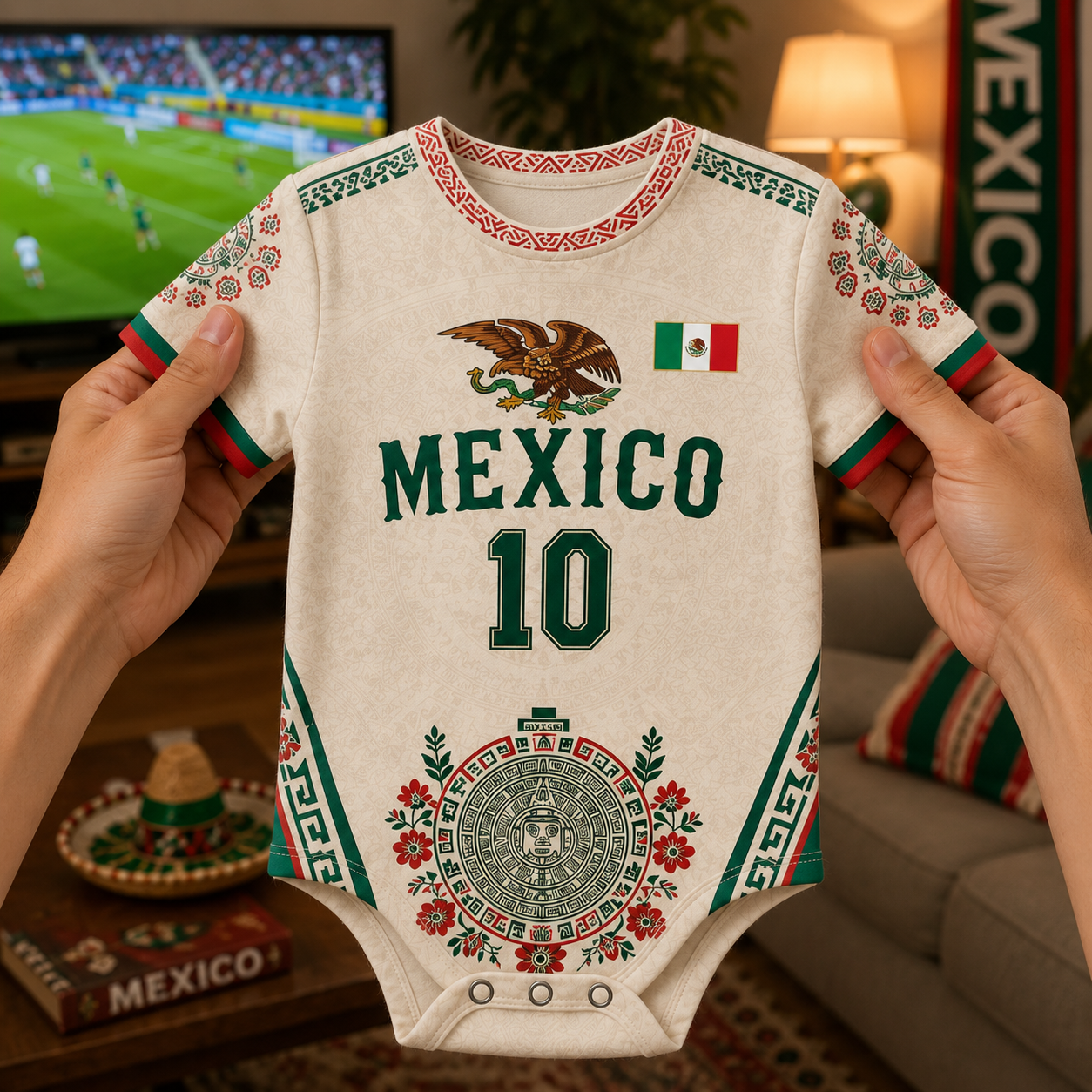 Personalized Mexico Soccer Bodysuit Cute Baby Gift for New Parents