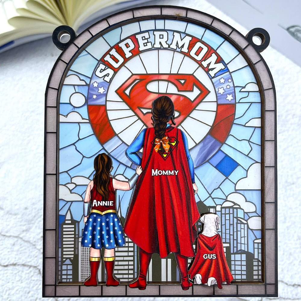 Personalized Supermom Window Hanging Suncatcher Gift for Mom