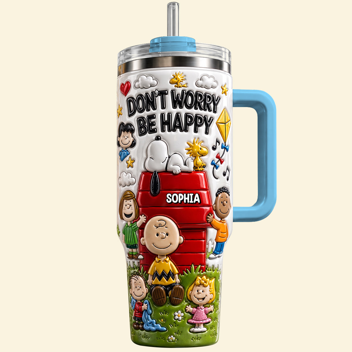 Personalized Peanuts 40oz Tumbler with Handle - Unique Gift Tumbler GradoCreations
