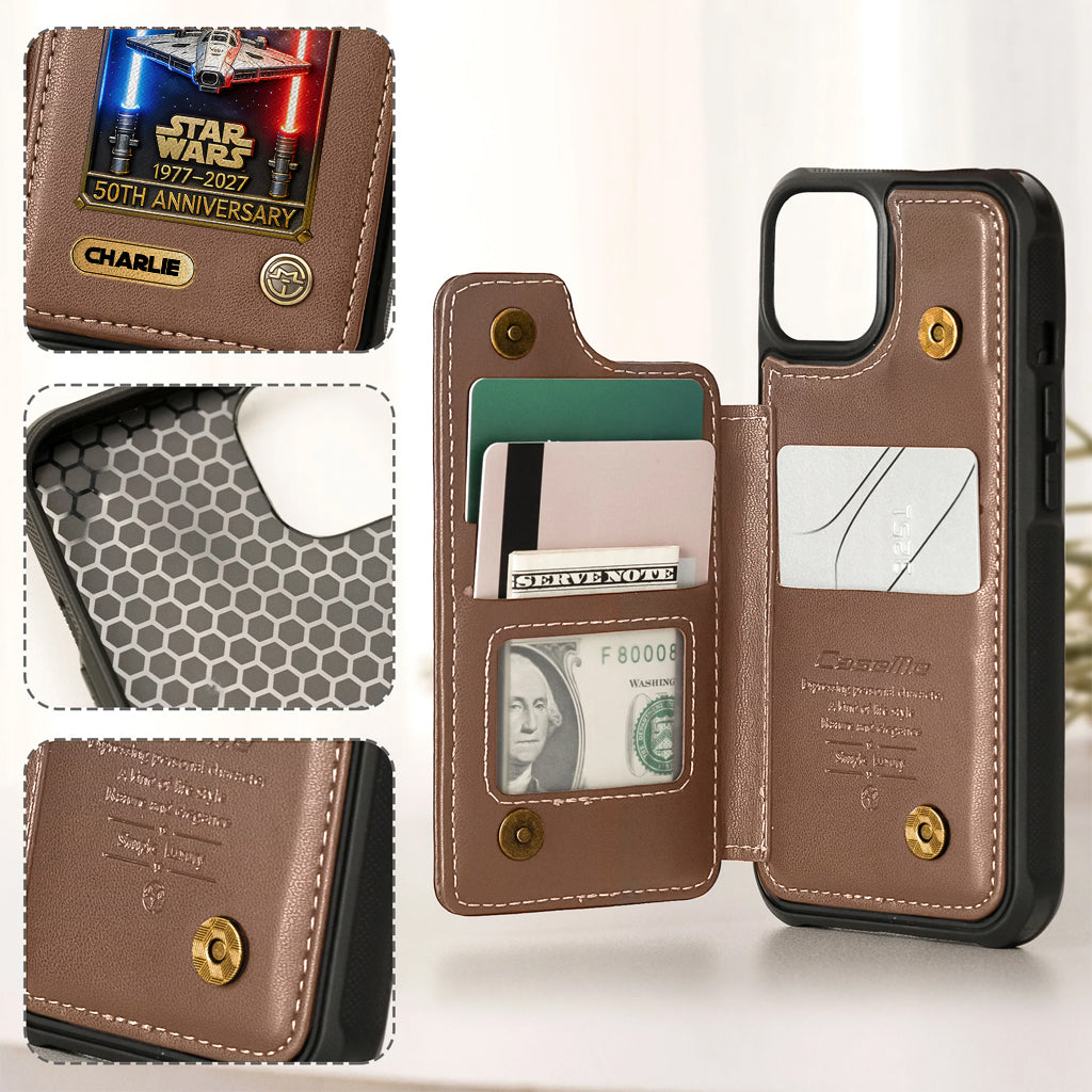 Personalized Star Wars 50th Anniversary Wallet Phone Case Gift for Fans