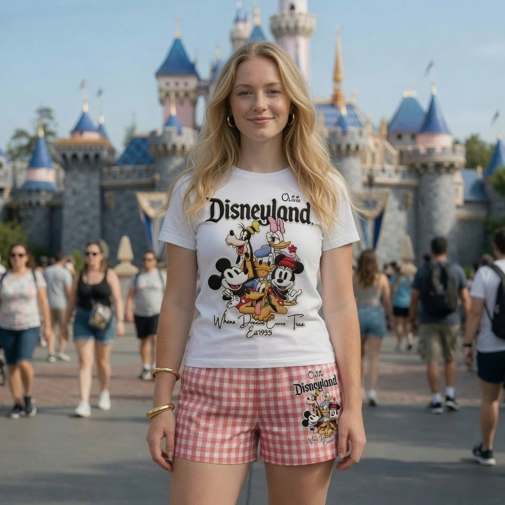 Personalized Embroidered Gingham Shorts for Summer Gift Her
