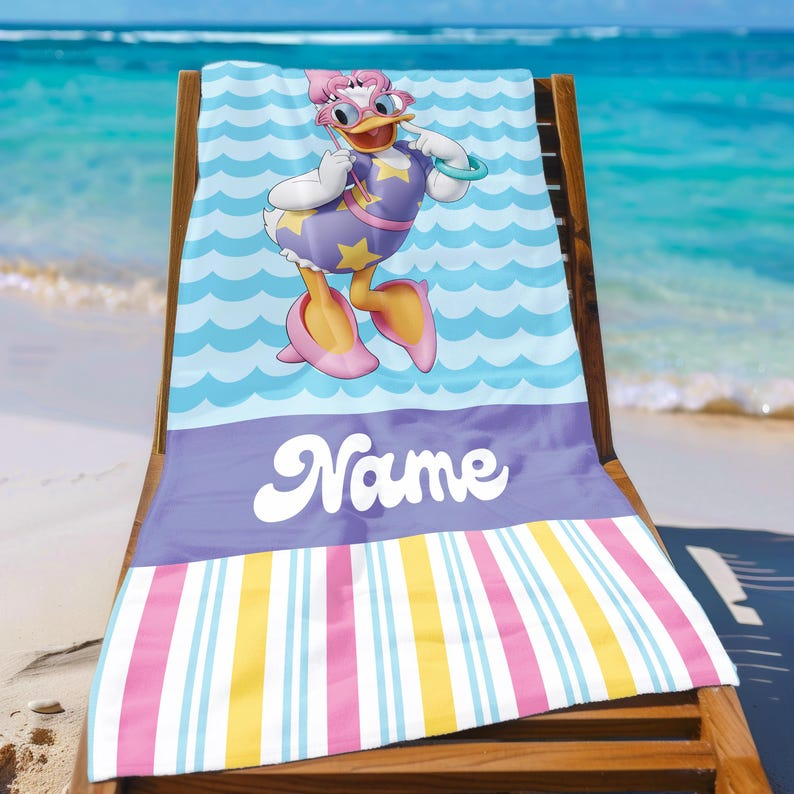 Personalized Disney Beach Towel Summer Vibe Gift for Kids