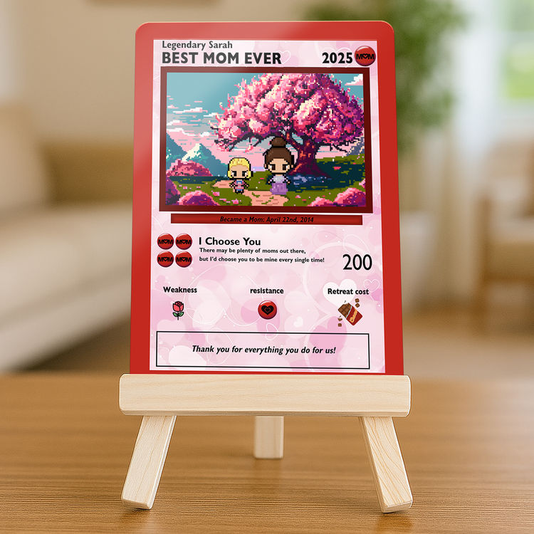 Personalized Pixel PoMo Metal Card Gift for Mom - Best Mom Ever | Mother's Day Keepsake