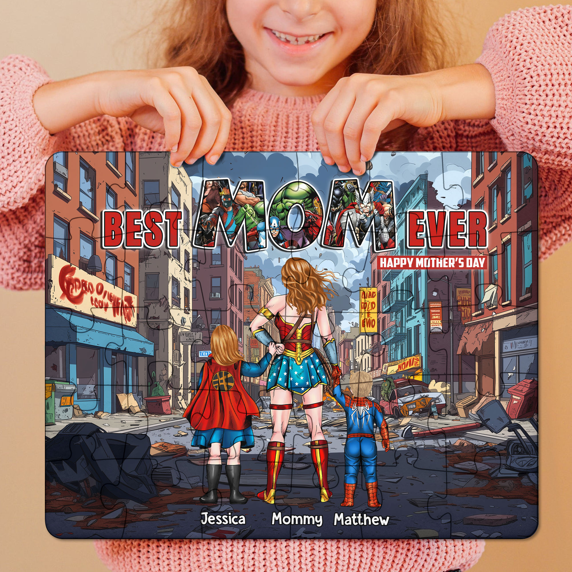 Personalized Super Hero Mom Puzzle Custom Name Gift for Mother Puzzle GradoCreations