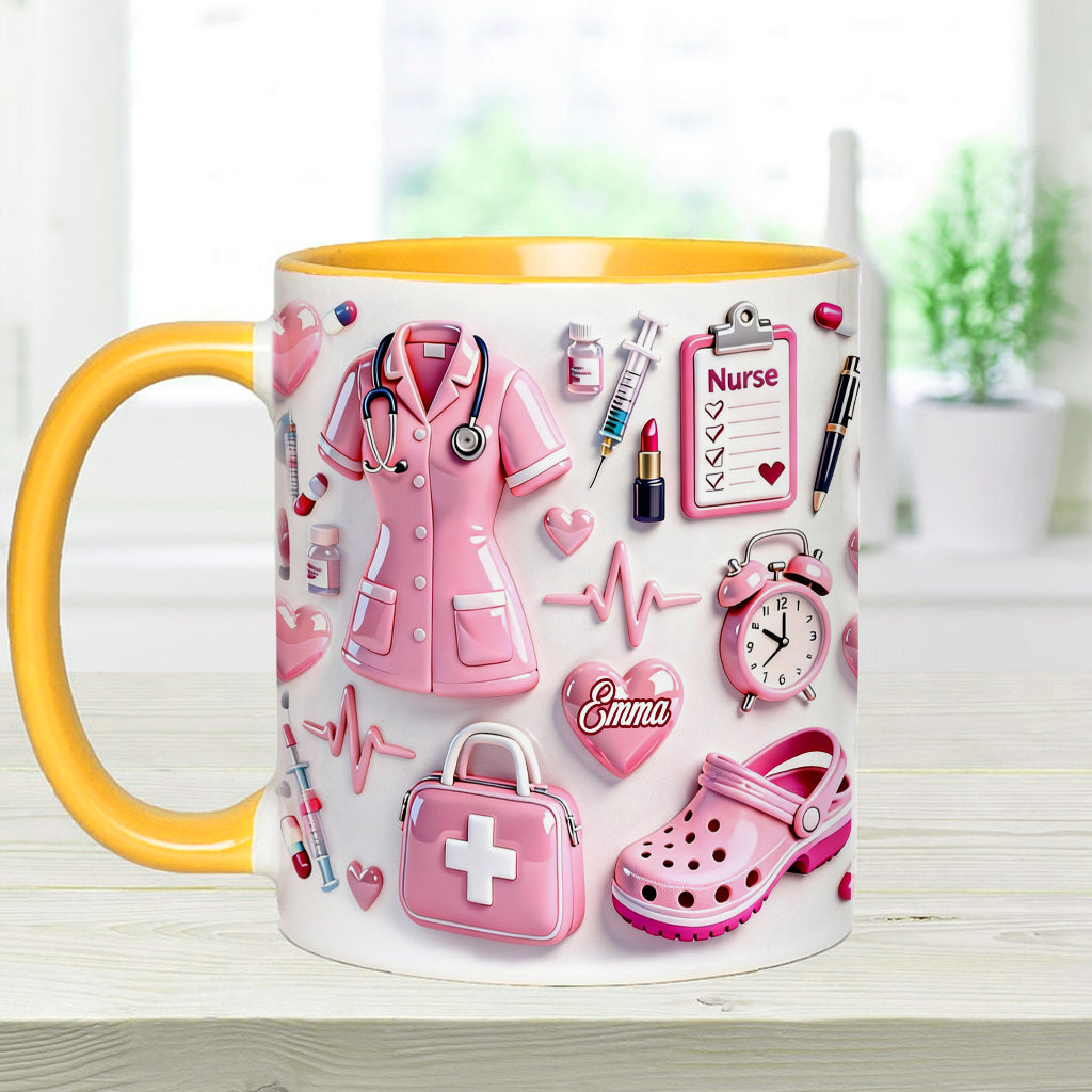 Personalized Nurse Life Mug with Cute Pink Design Gift for Nurse