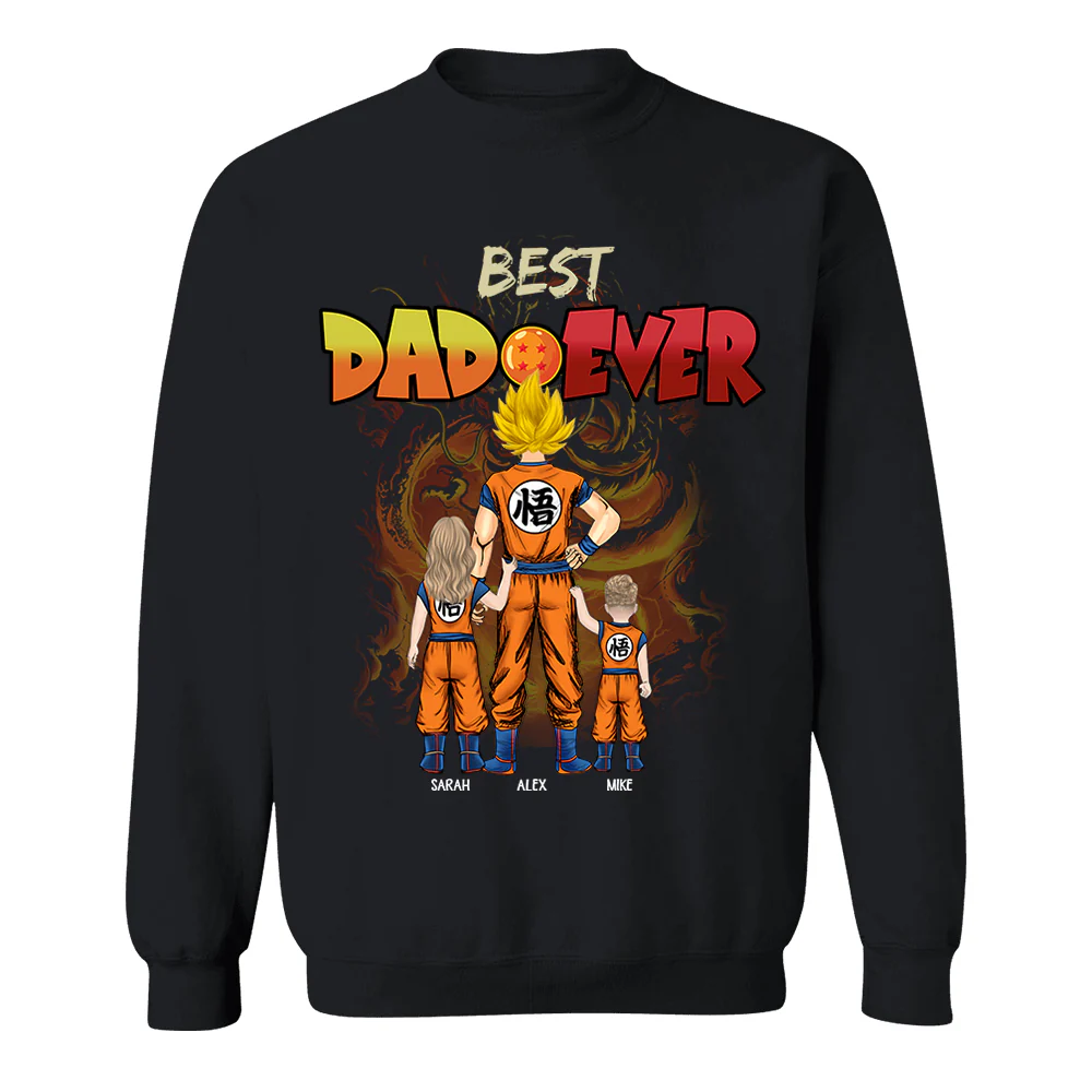 Personalized Best Dad Ever T-Shirt Custom Family Names Gift