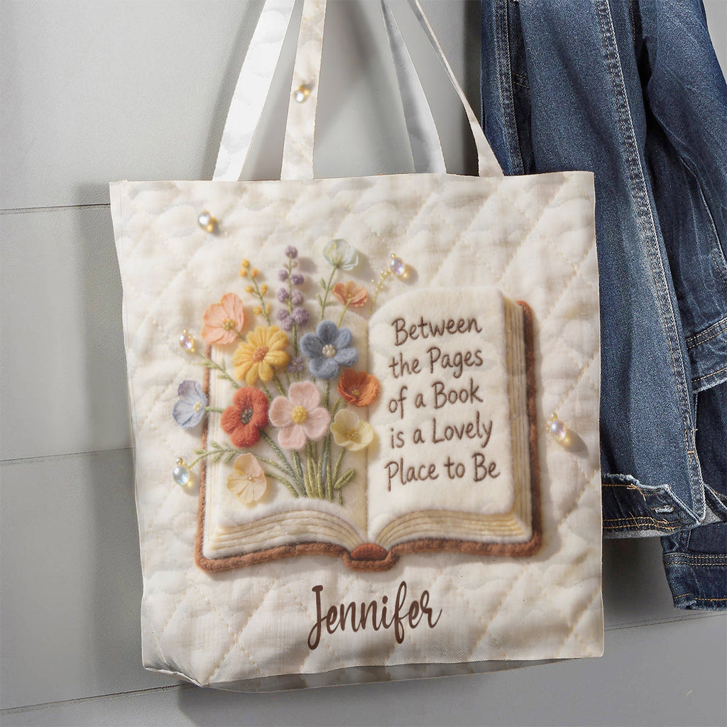 Personalized Quilted Tote Bag for Book Lovers - Custom Gift for Her