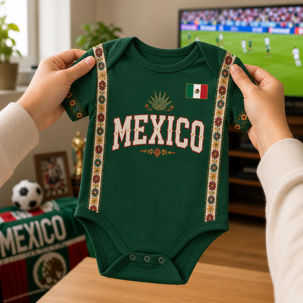 Personalized Mexico Soccer Baby Jersey Bodysuit Gift for New Parents