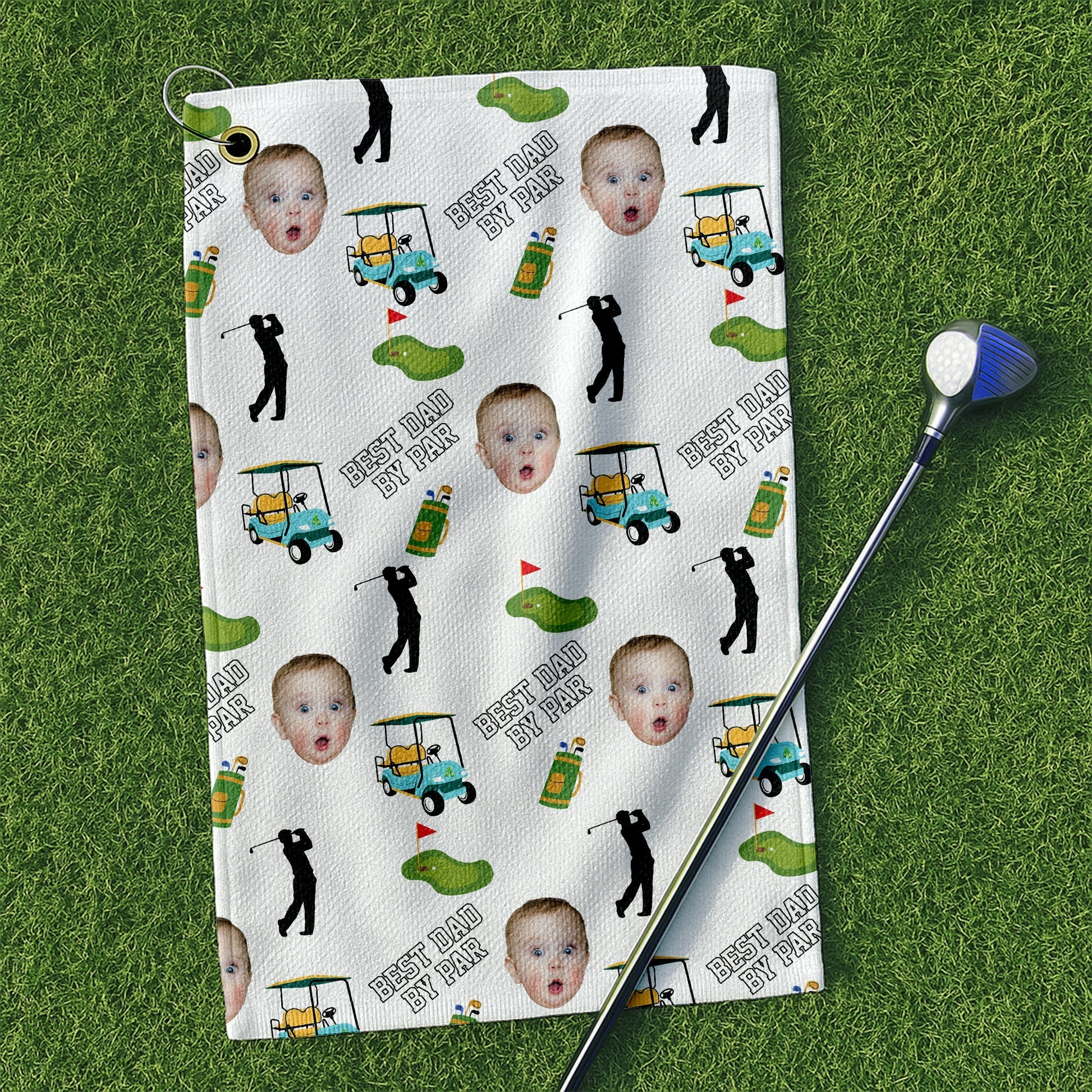 Personalized Funny Golf Towel Custom Photo Gift for Dad