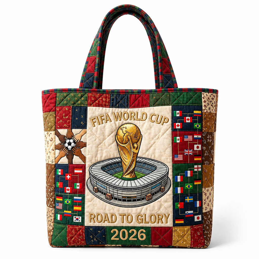 Quilted Tote Bag FIFA World Cup 2026 Road to Glory Gift for Soccer Fans
