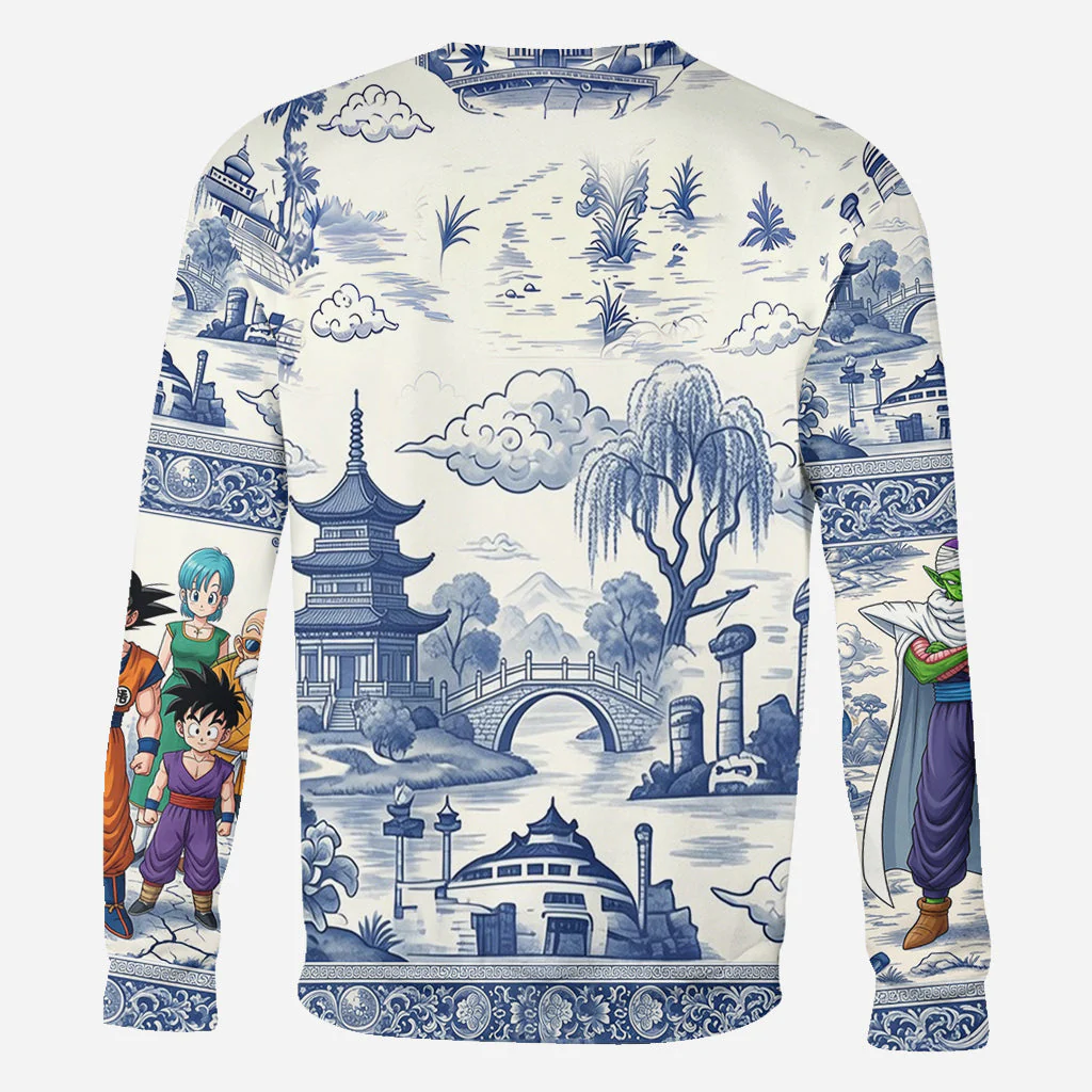 Personalized Blue Toile de Jouy Over Shirt Anniversary Gift AOP Shirt GradoCreations