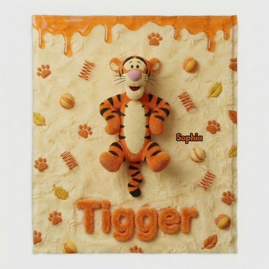 Personalized Honey Bear Blanket Custom Name Gift for Fans