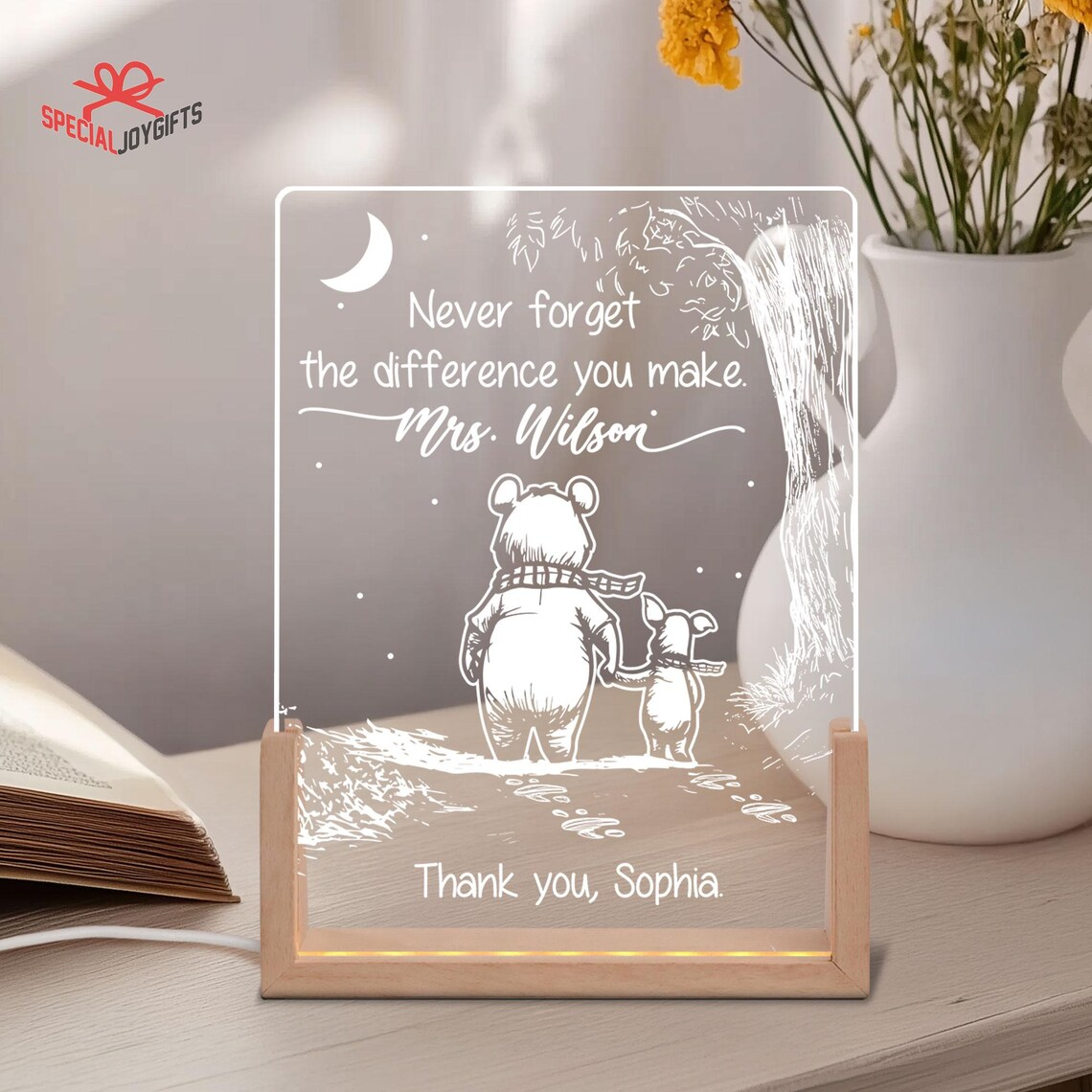 Personalized 3D LED Light for Teacher Gift - Thank You Teacher Decoration