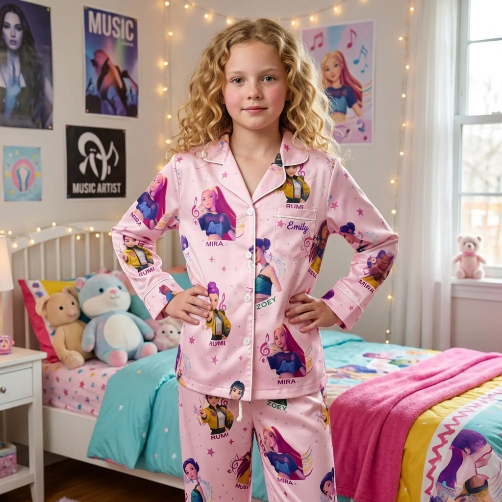 Personalized Pajama Set for Kids with Fantasy Girls Design Pajama Set GradoCreations