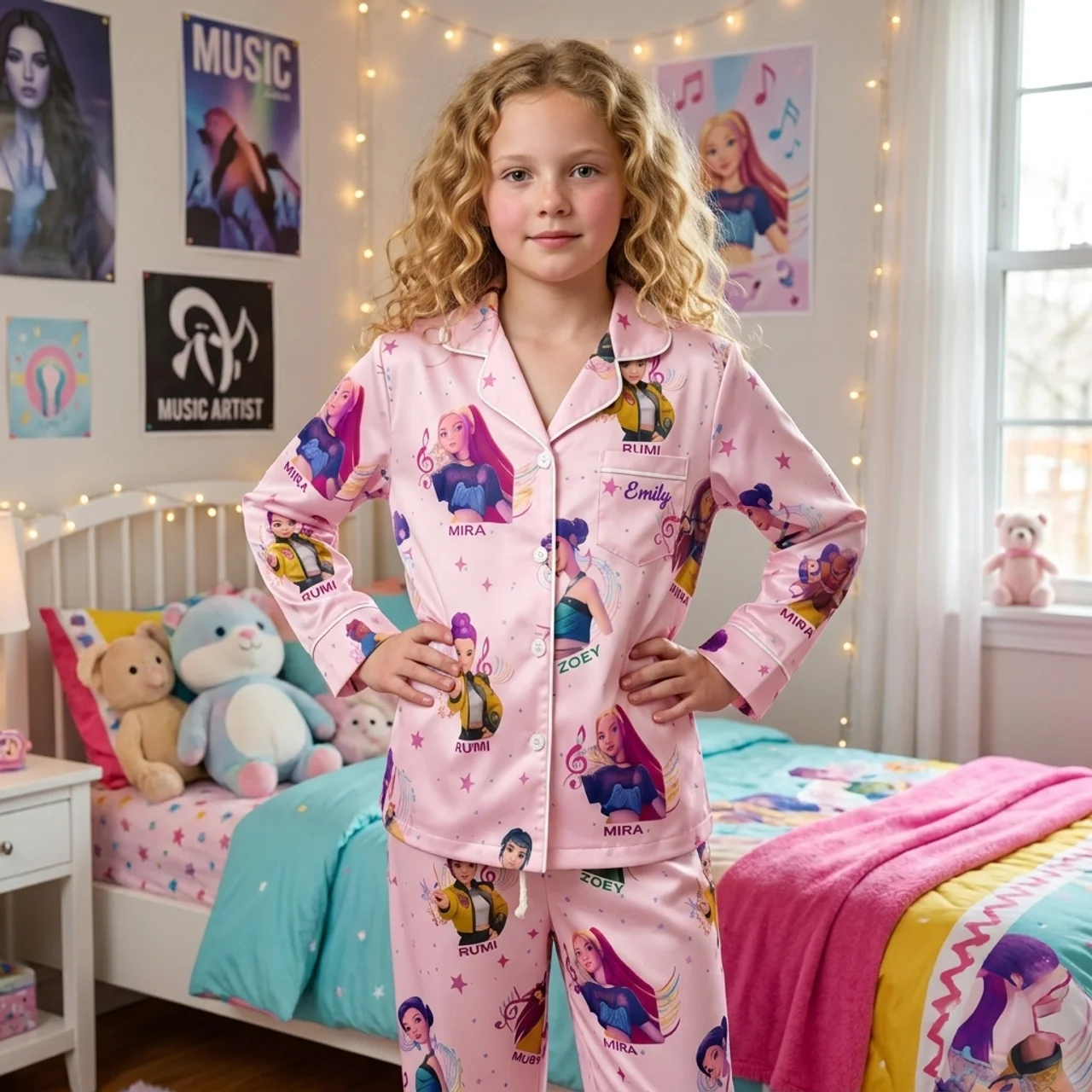 Personalized Pajama Set for Kids with Fantasy Girls Design Pajama Set GradoCreations