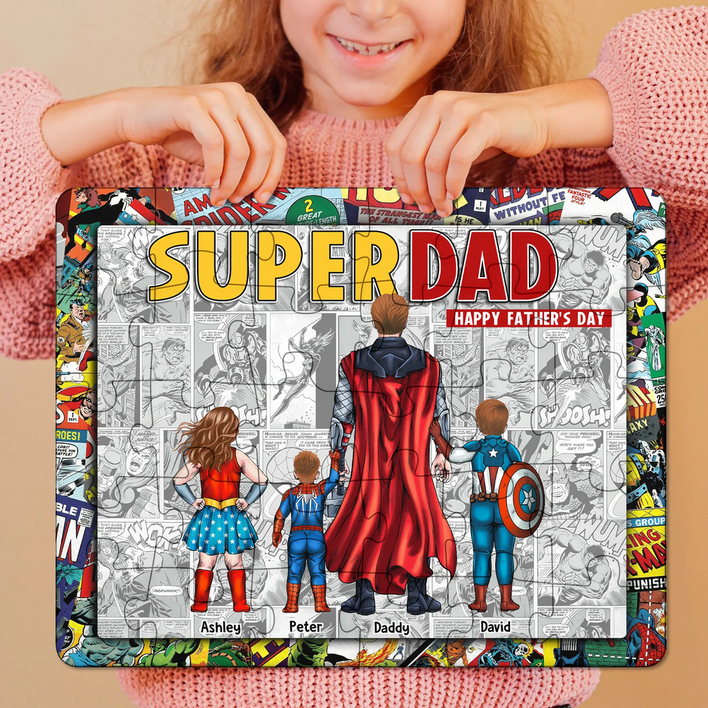 Personalized Super Dad Puzzle Custom Name Gift for Dad