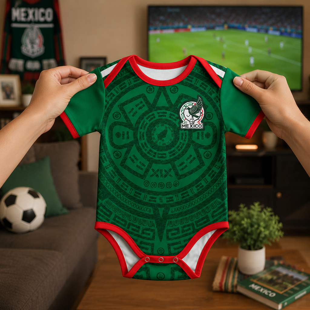 Personalized Mexico Soccer Baby Bodysuit Custom Name Gift for Baby Shower