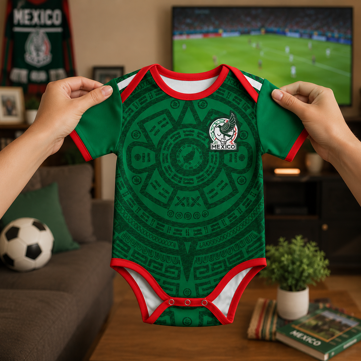 Personalized Mexico Soccer Baby Bodysuit Custom Name Gift for Baby Shower