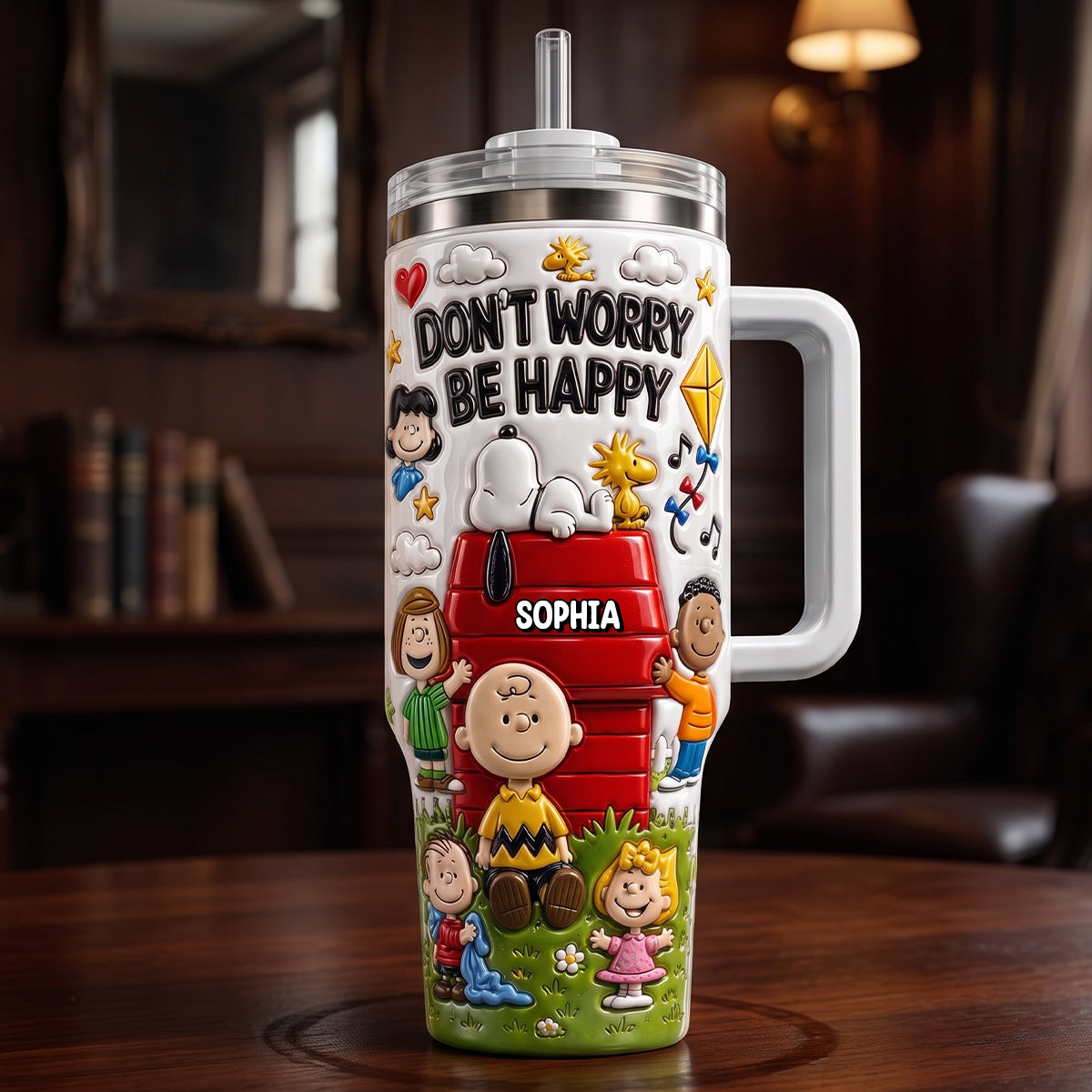 Personalized Peanuts 40oz Tumbler with Handle - Unique Gift Tumbler GradoCreations