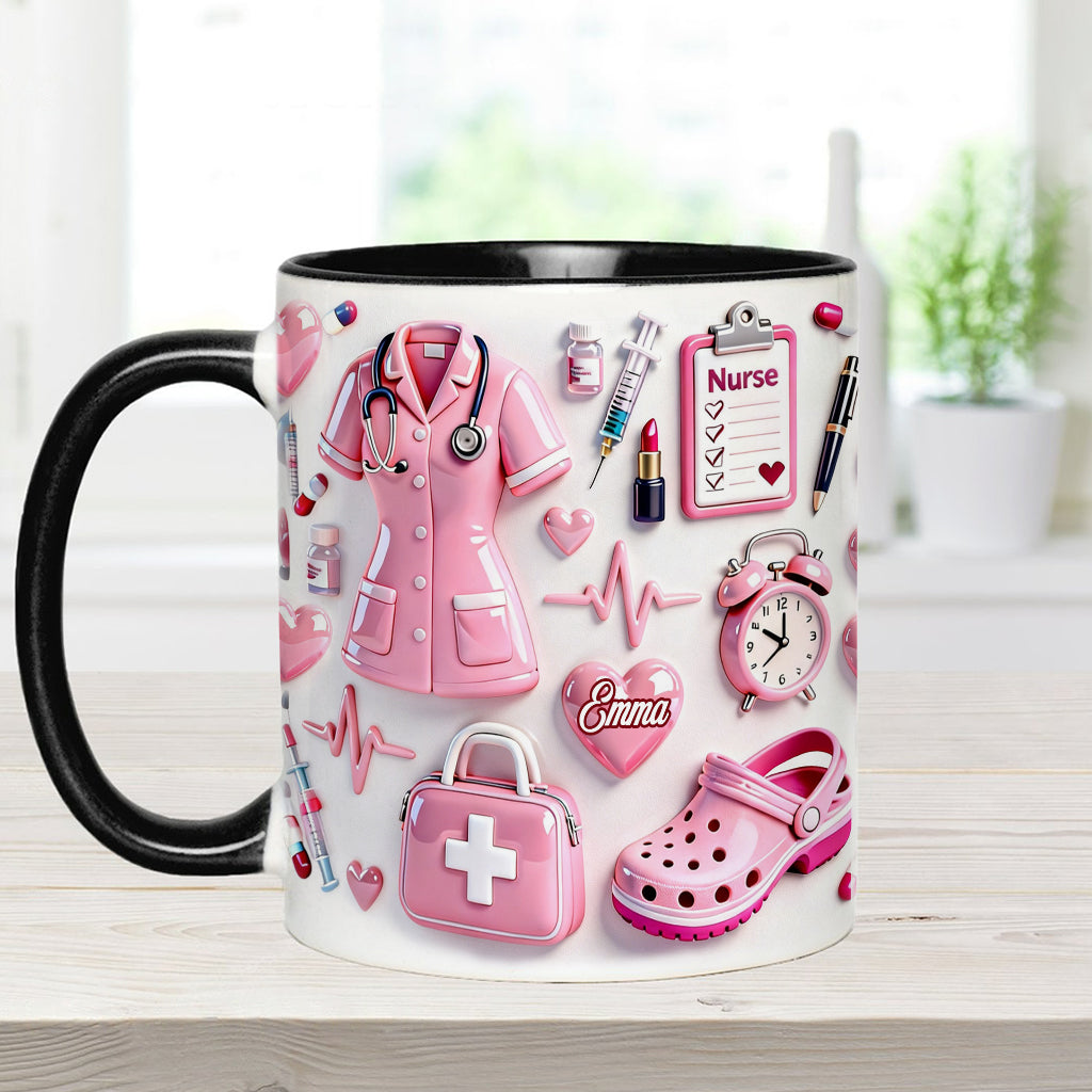 Personalized Nurse Life Mug with Cute Pink Design Gift for Nurse