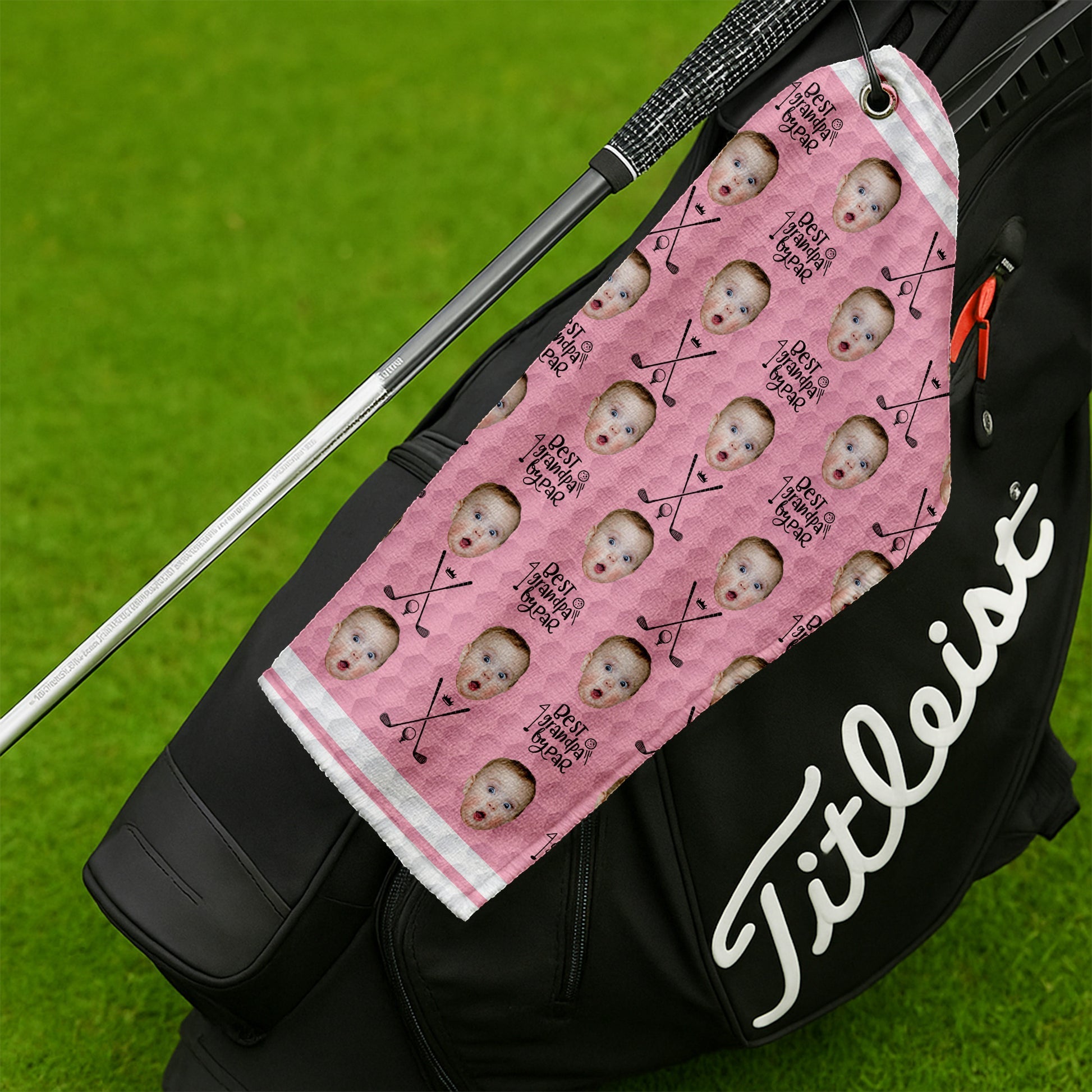 Personalized Funny Golf Towel Custom Photo Gift for Grandpa
