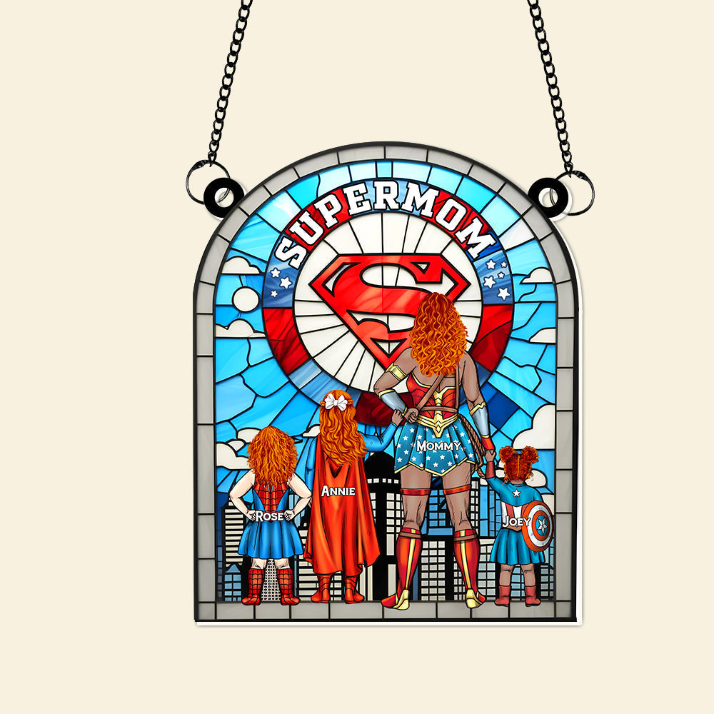 Personalized Supermom Window Hanging Suncatcher Gift for Mom