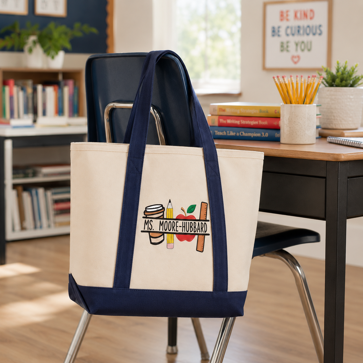 Personalized Embroidery Tote Bag for Teacher | Back to School Gift