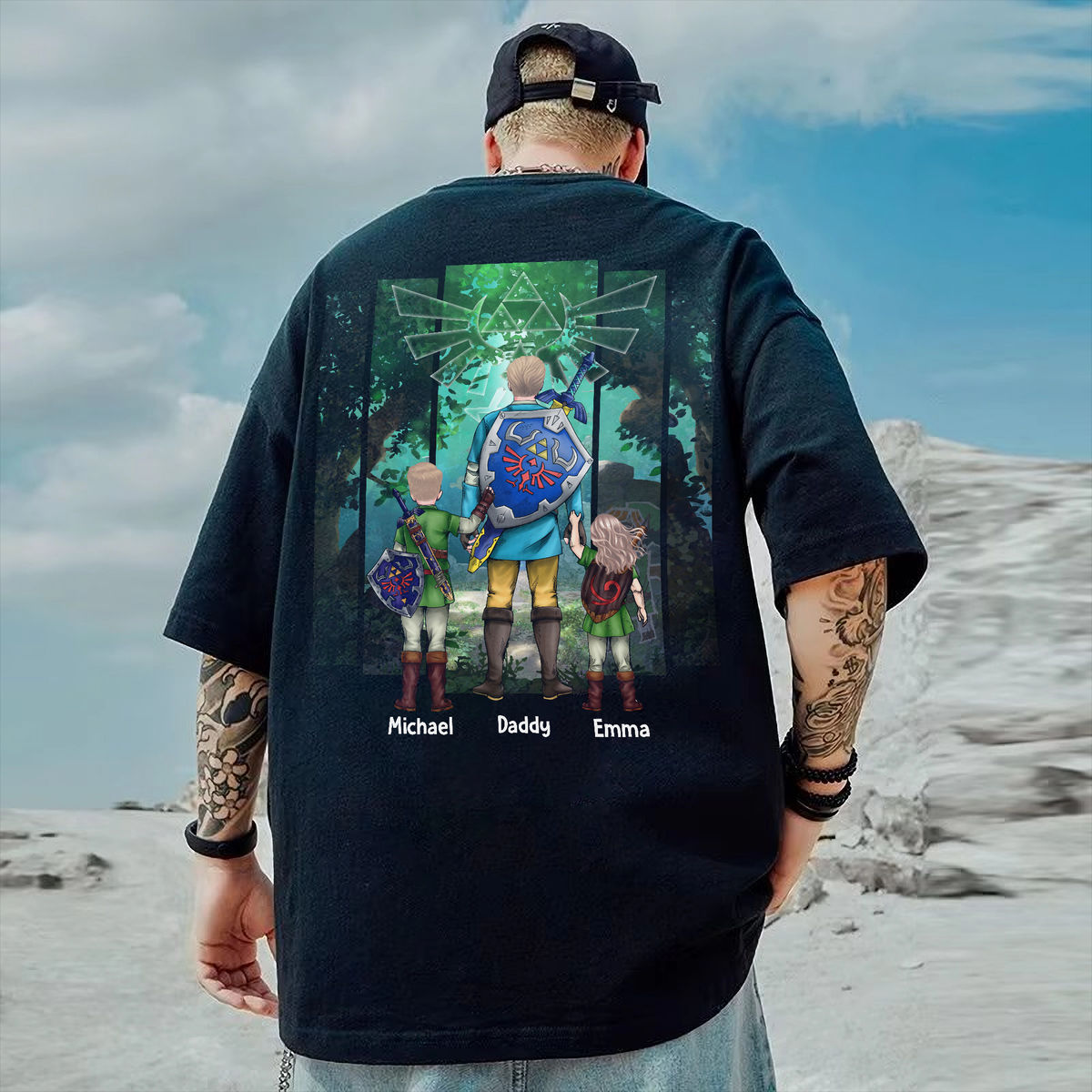 Personalized Zelda Dad T-Shirt Custom Name Gift for Father's Day