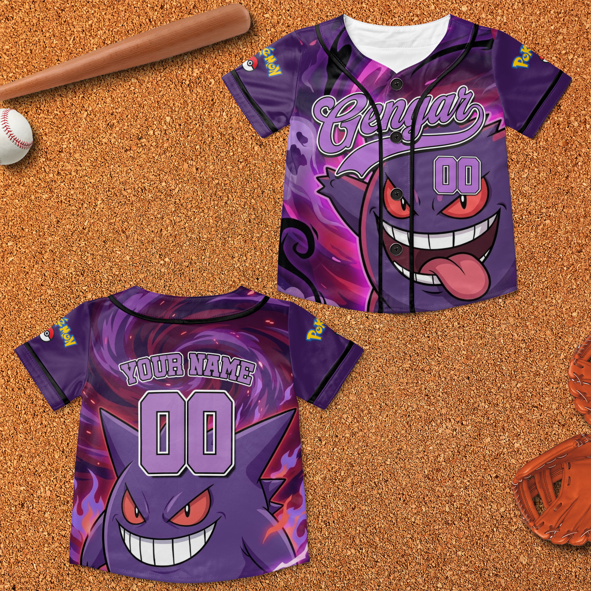 Custom Pokémon Baseball Jersey Personalized Gift for Kids - Anniversary Gift