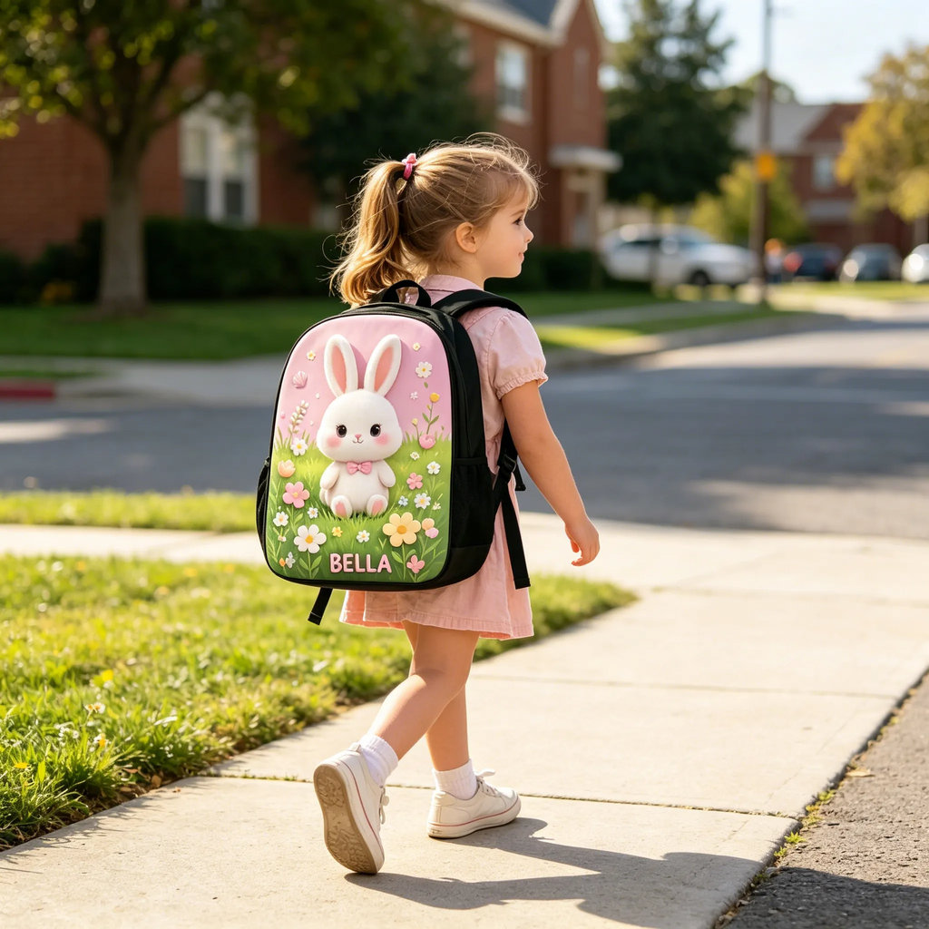 Personalized Cute Animal Backpack Set with Lunch Bag, Pencil Case & Water Bottle for Kids