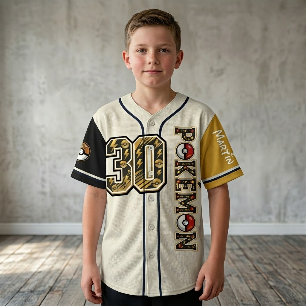 Personalized Baseball Jersey Celebrate 30 Years of Pokémon Gift for Fans